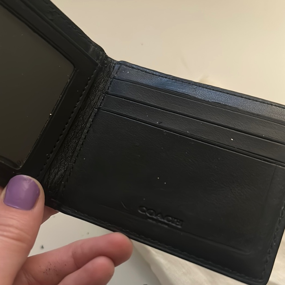 Coach Men's Black Gray Camo Leather Bifold Wallet - Picture 3 of 3